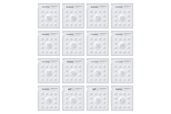 Embossed Icons Set: Elevating Corporate Strategy with Minimalist Design