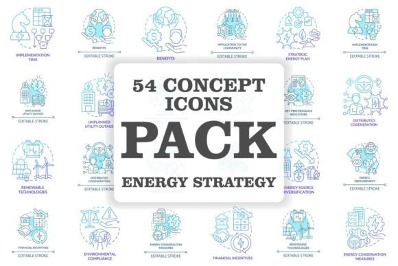 Energy Strategy Concept Icons Bundle