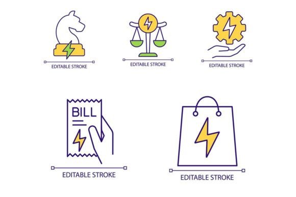 Energy Strategy Icons for Renewable Projects