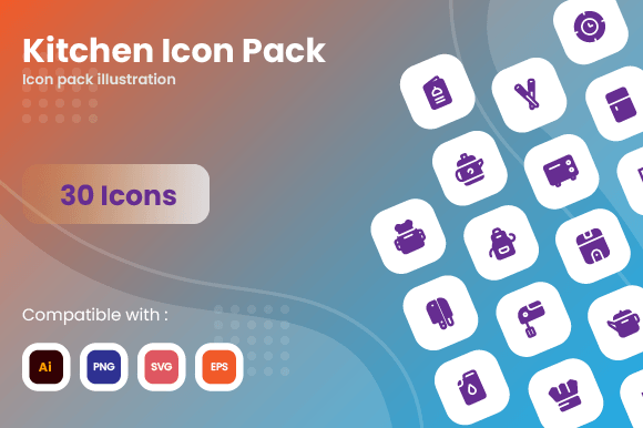 Enhance Your Design Projects with the Versatile Kitchen Icon Pack
