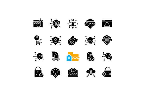 Explore Online Security Black Glyph SVG Icons