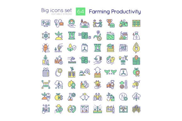 Farming Productivity Icons for Modern Agriculture