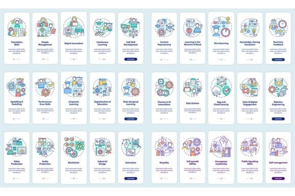In Demand Skills Mobile App Screen Set