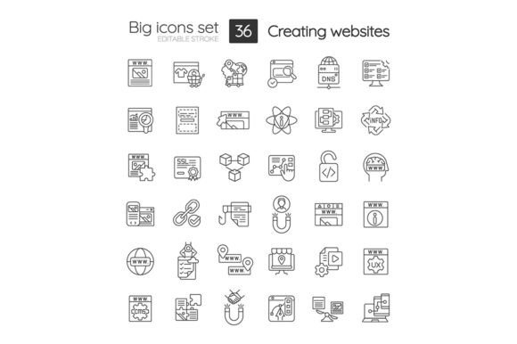 Strategic Use of Building Website Linear Svg Icons Set for Enhanced Web Presence