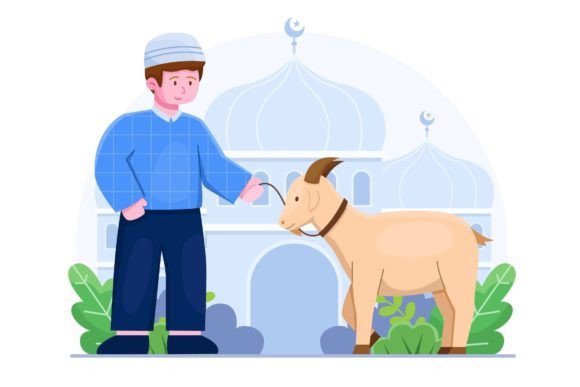 Understanding the Symbolism and Practical Use of a Muslim Man Bringing a Goat to Sacrifice During Eid Al Adha